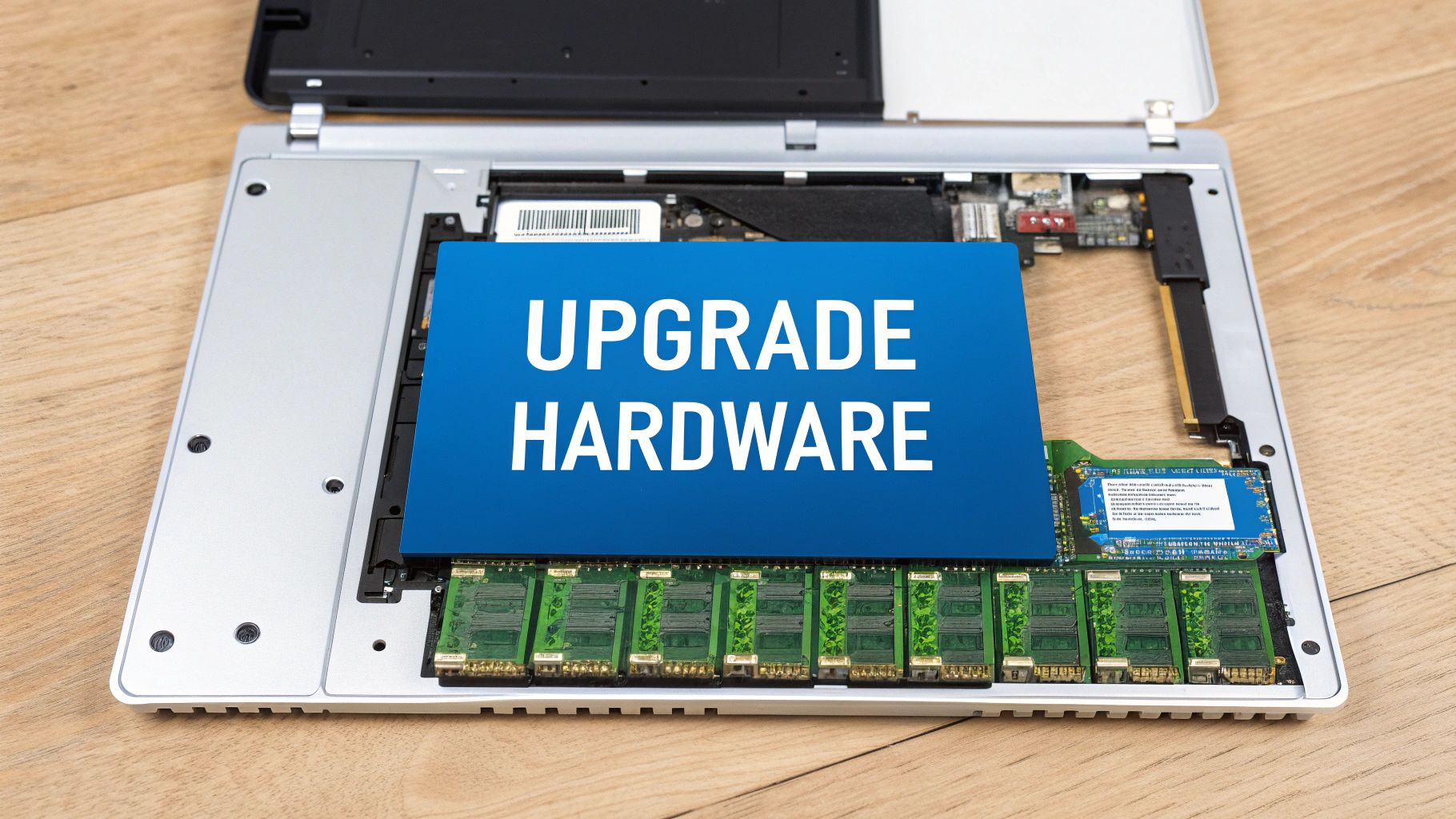 A gamer intensely focused on their high-performance laptop screen during a competitive match.