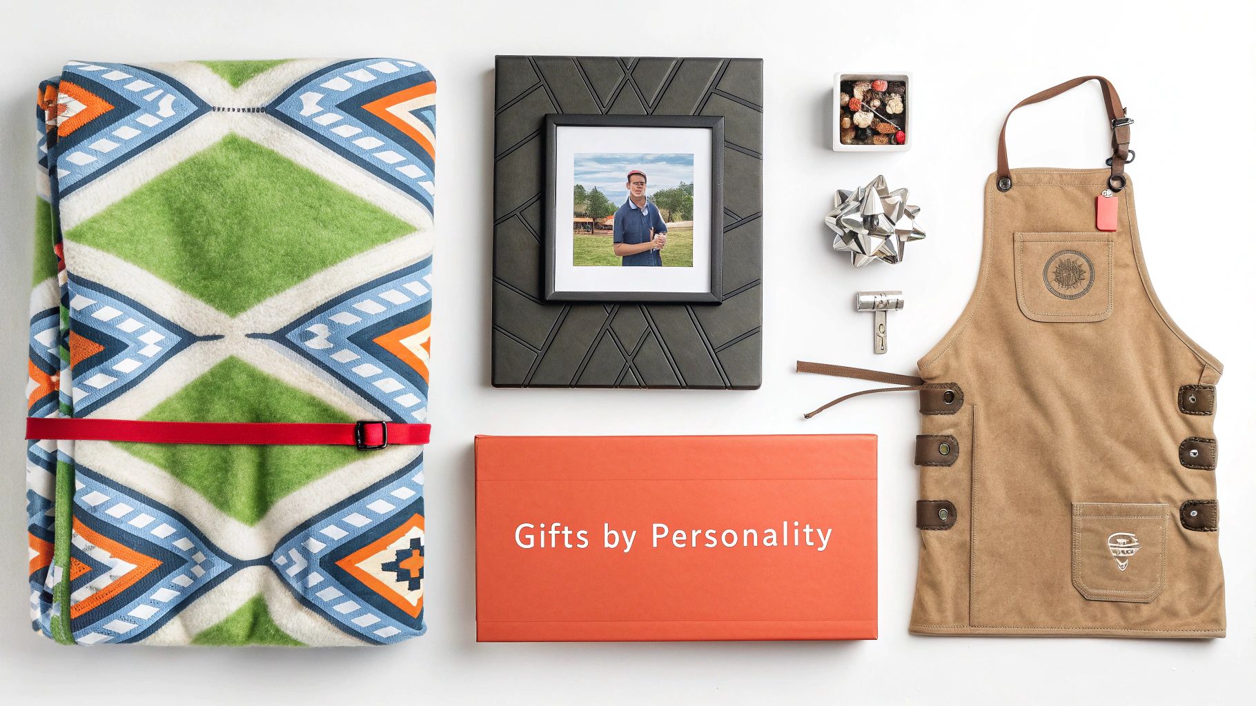A man opens a personalized gift box, looking happy and surprised.