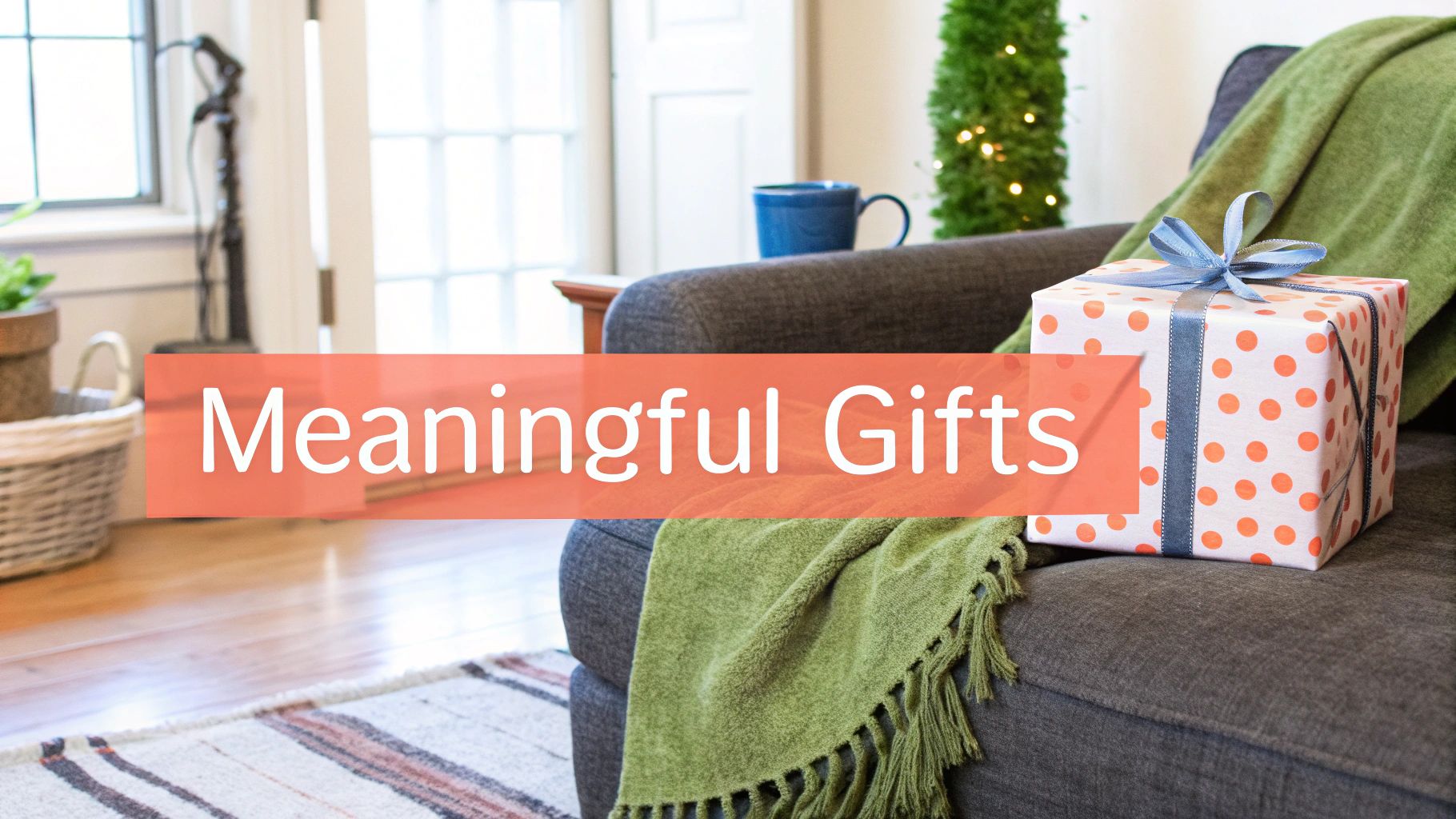 Family enjoying a personalized photo blanket during Christmas.