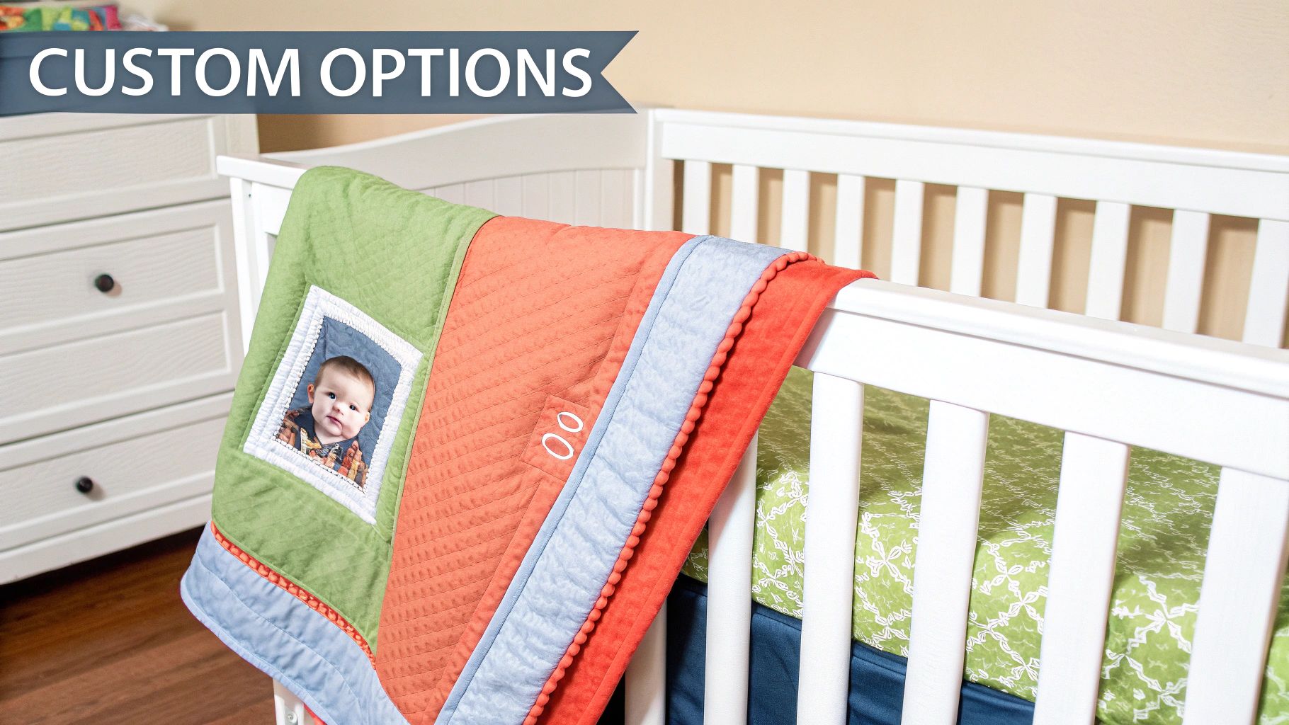 A beautiful personalized baby blanket with a name on it.