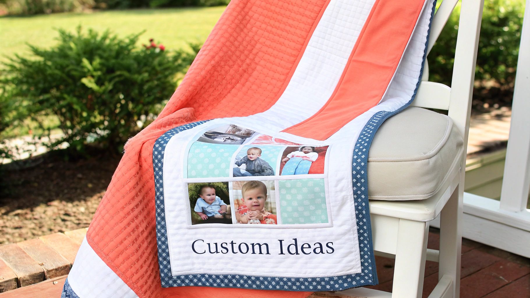 A personalized blanket for baby featuring a name and cute animal design