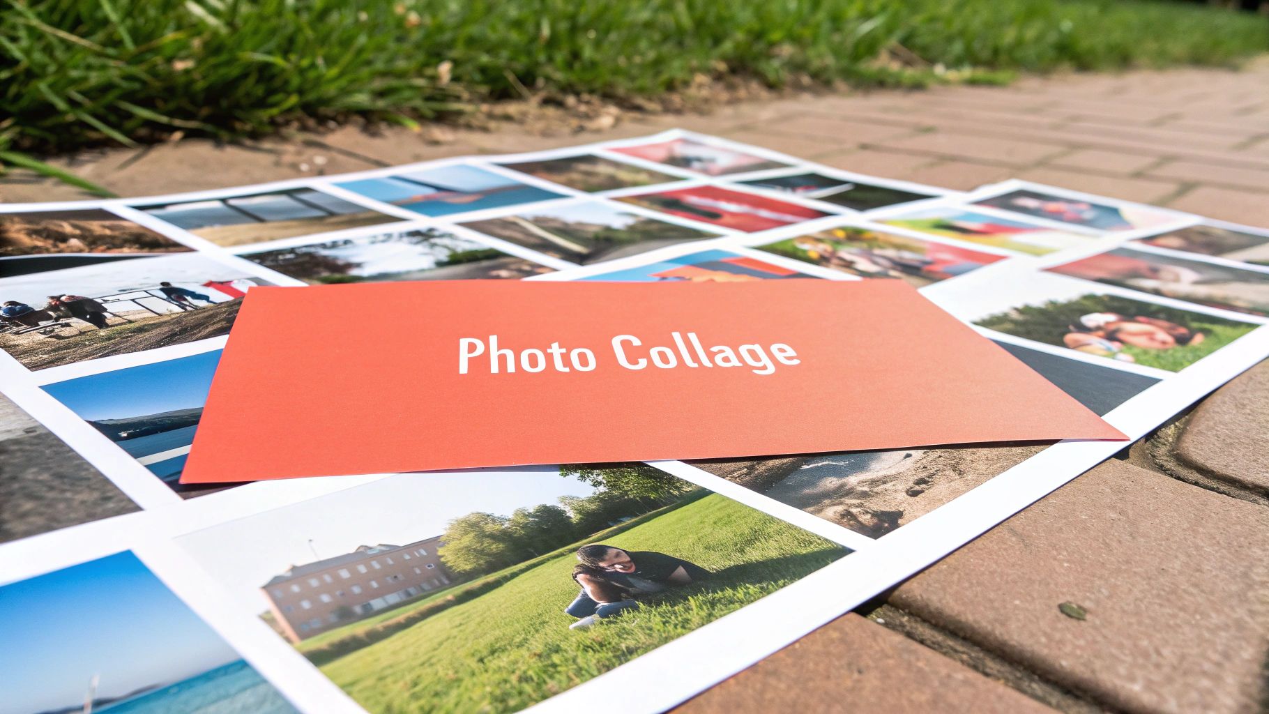A collage of family photos arranged on a custom photo blanket