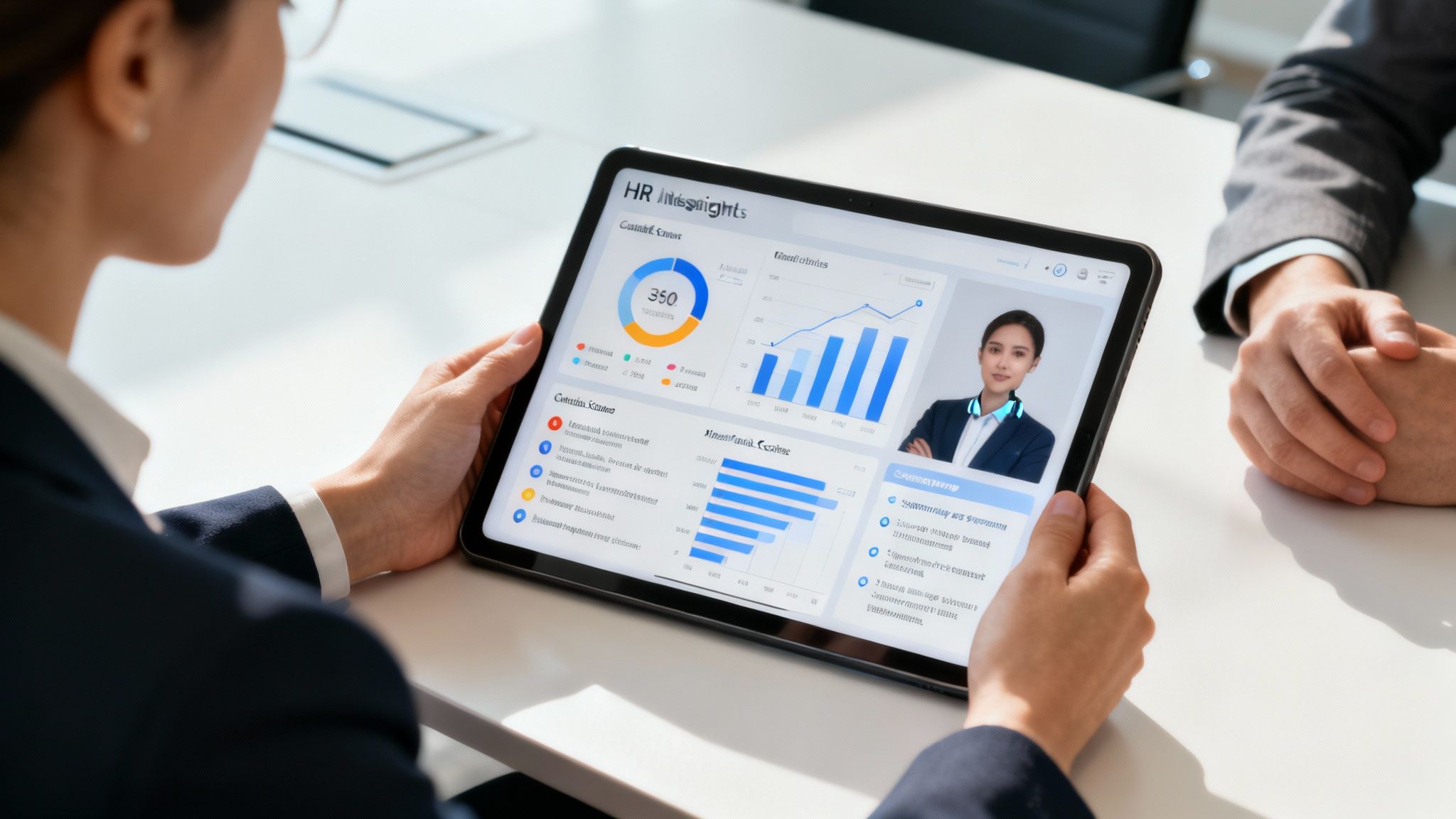 An abstract image representing AI and data connections in a modern workplace.