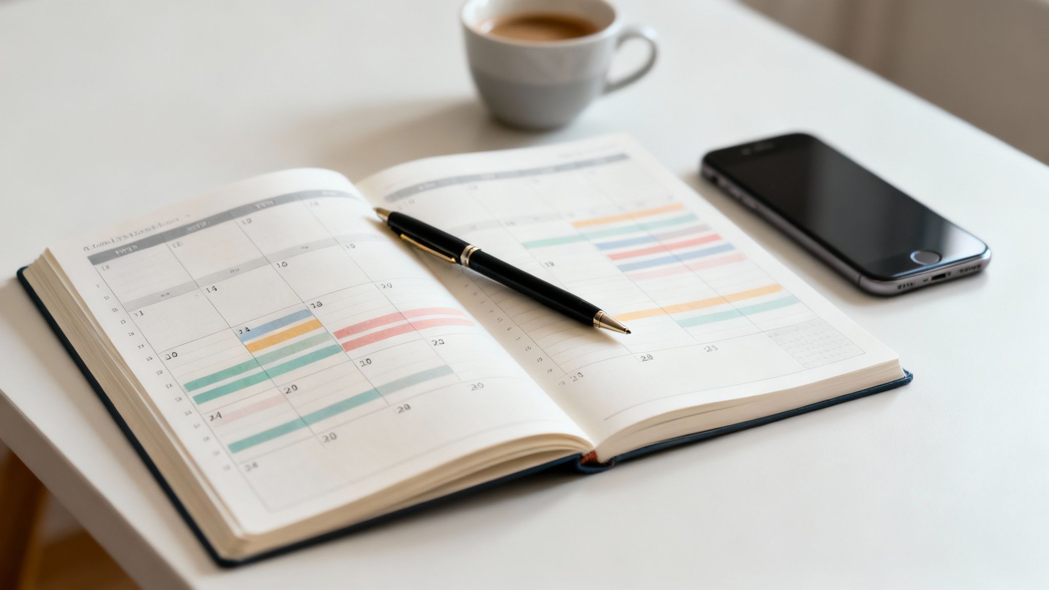 A calendar analytics dashboard showing time allocation across different activities