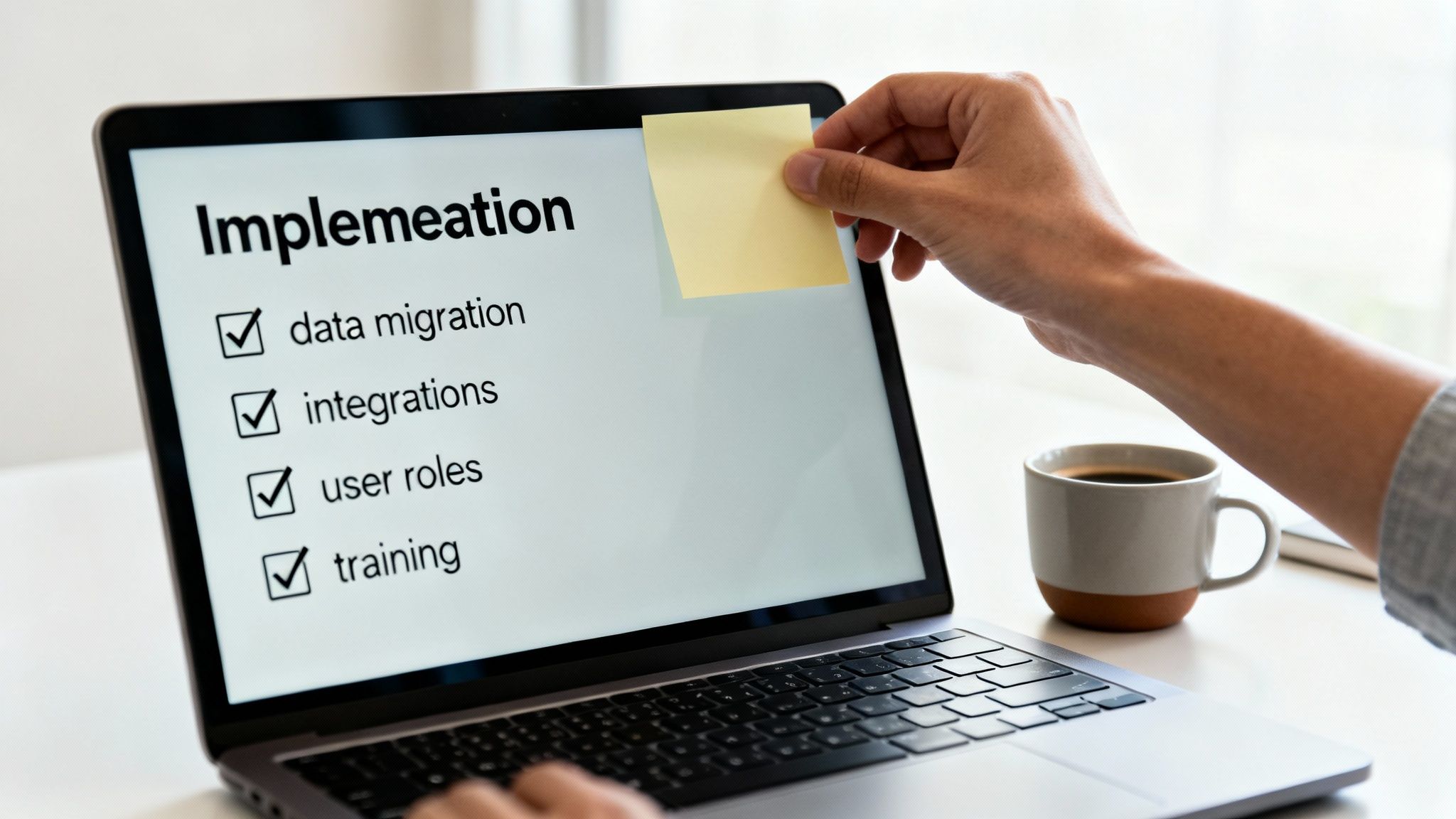 A checklist on a clipboard with a pen, symbolizing a structured implementation plan.