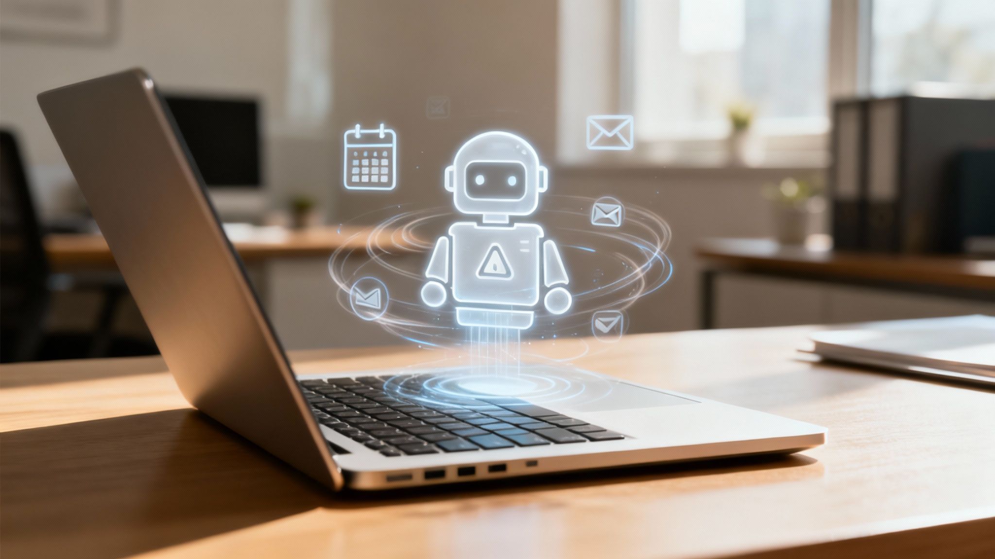 A futuristic interface showing AI analyzing time data on a screen.