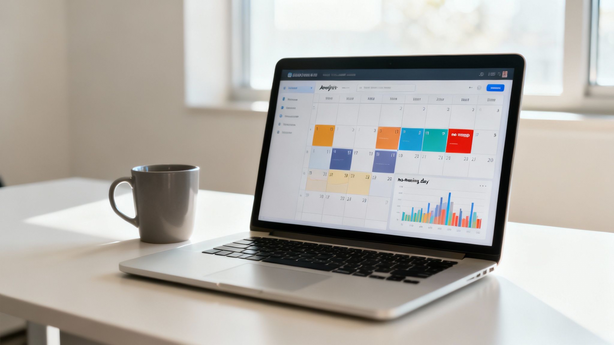 A TimeTackle dashboard showing a detailed breakdown of how time is spent, highlighting meetings, deep work, and administrative tasks.