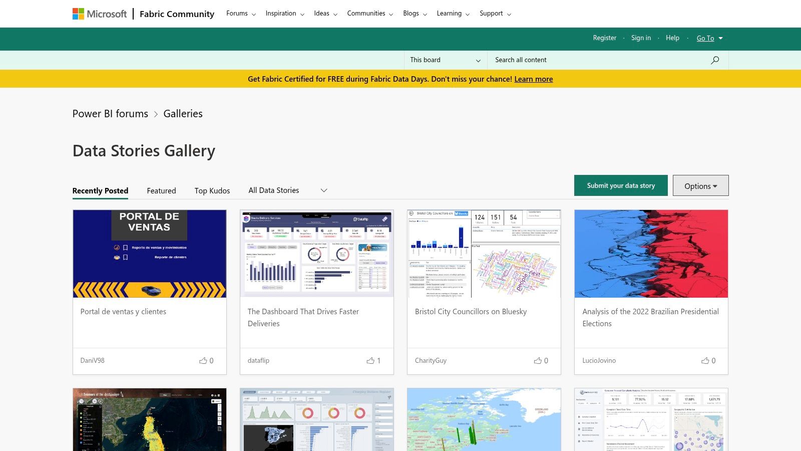 Microsoft Power BI – Data Stories Gallery (Community)