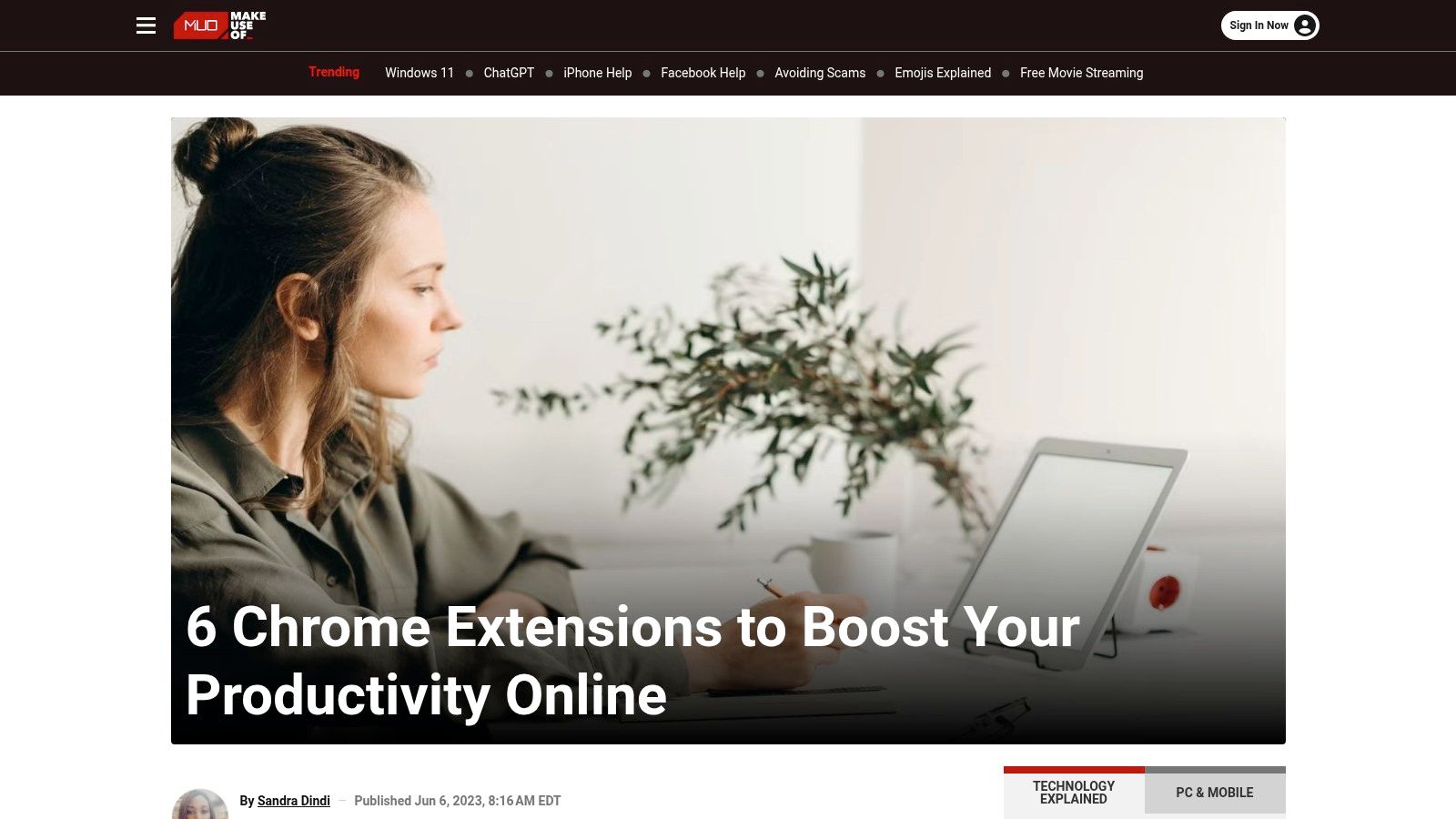 MakeUseOf (MUO) – Productivity Extension Guides