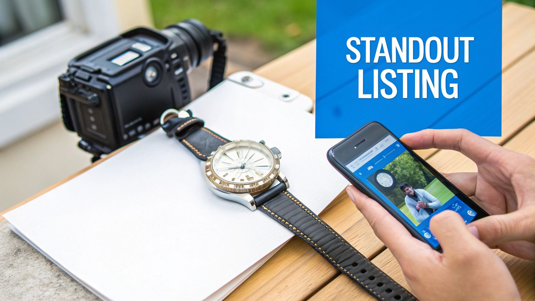 A detailed shot of a luxury watch, highlighting the dial and bracelet against a clean background