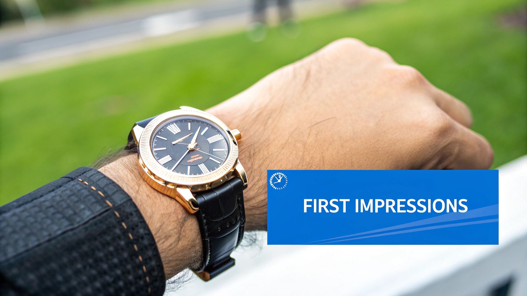 Luxury wristwatch with blue dial and rose gold case on leather strap first impressions review