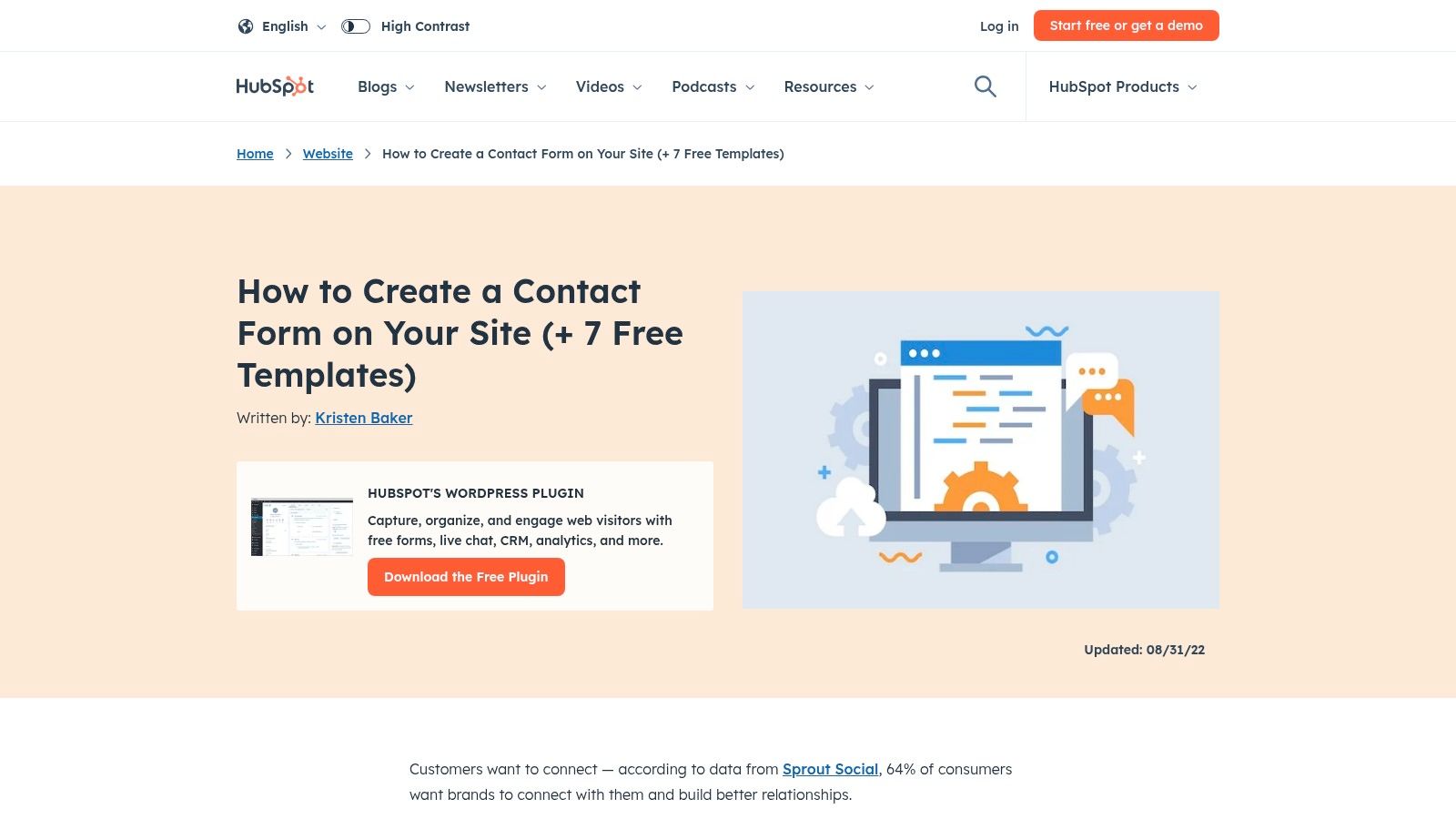 HubSpot's free form builder interface
