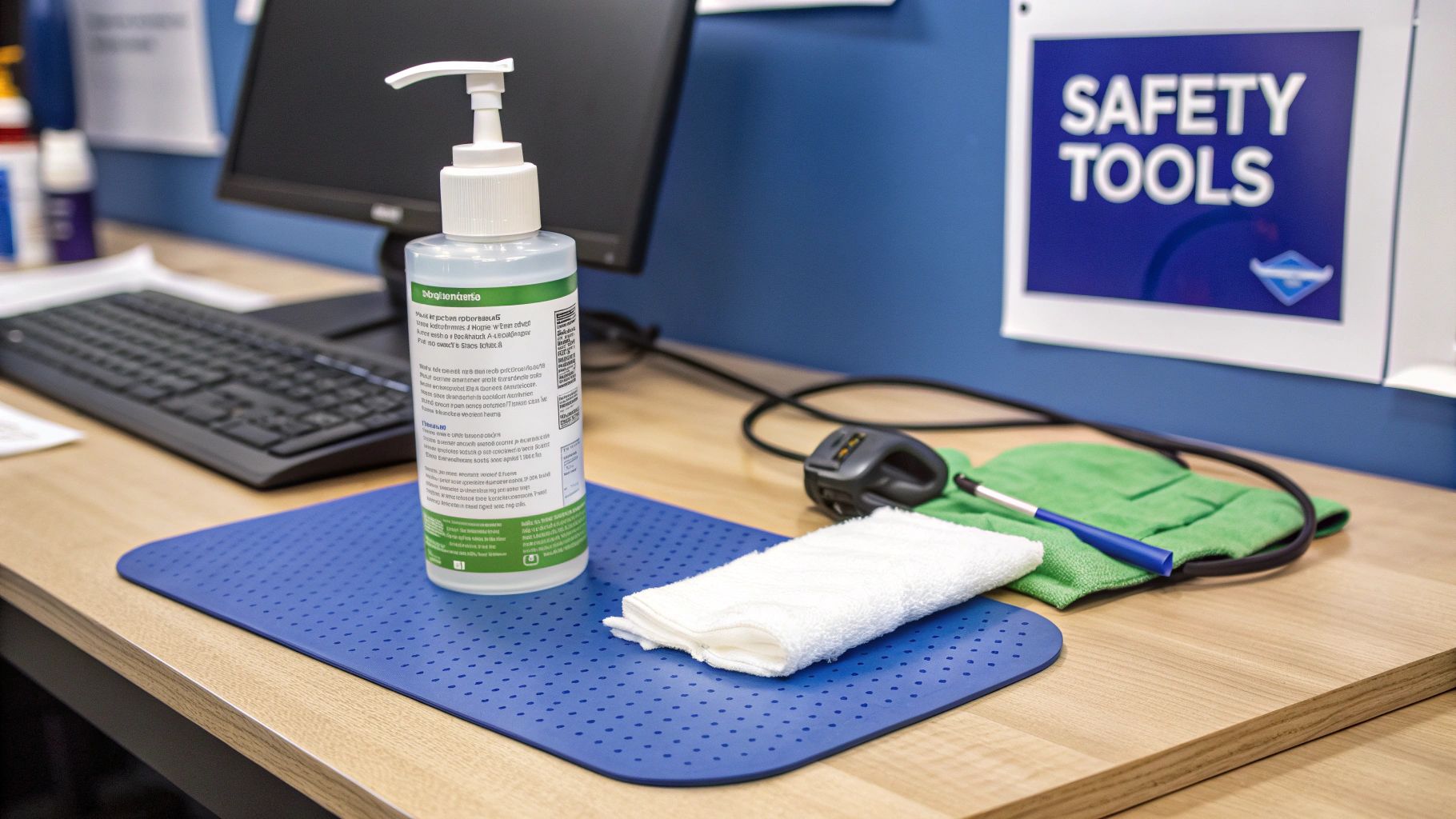 Clean workspace with high-purity isopropyl alcohol and lint-free cloth