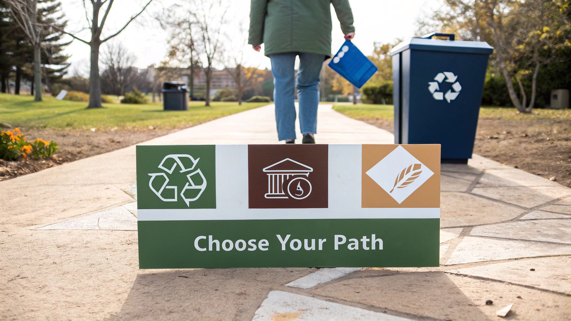 Three different mobile phones displayed side-by-side, representing trade-in, donation, and recycling options.