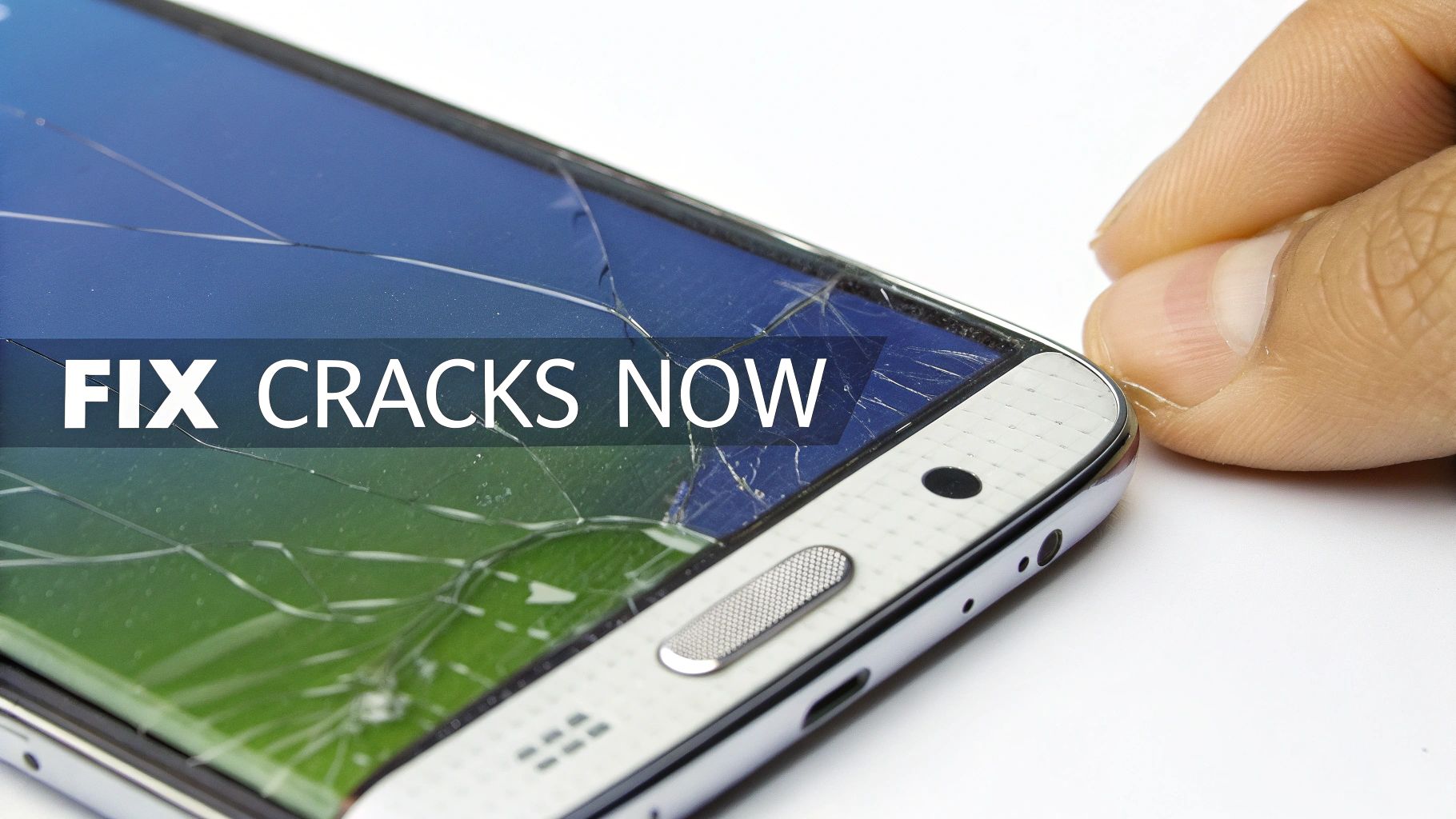 A cracked Samsung Galaxy screen with distorted colours, illustrating the hidden risks of delaying a repair.