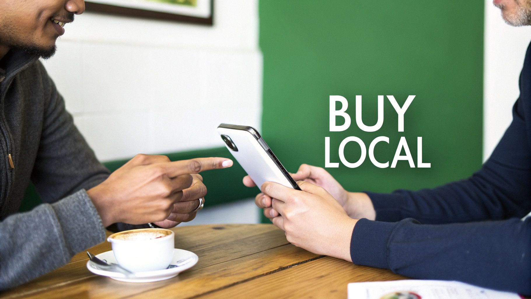 A person inspecting a second hand smartphone up close.