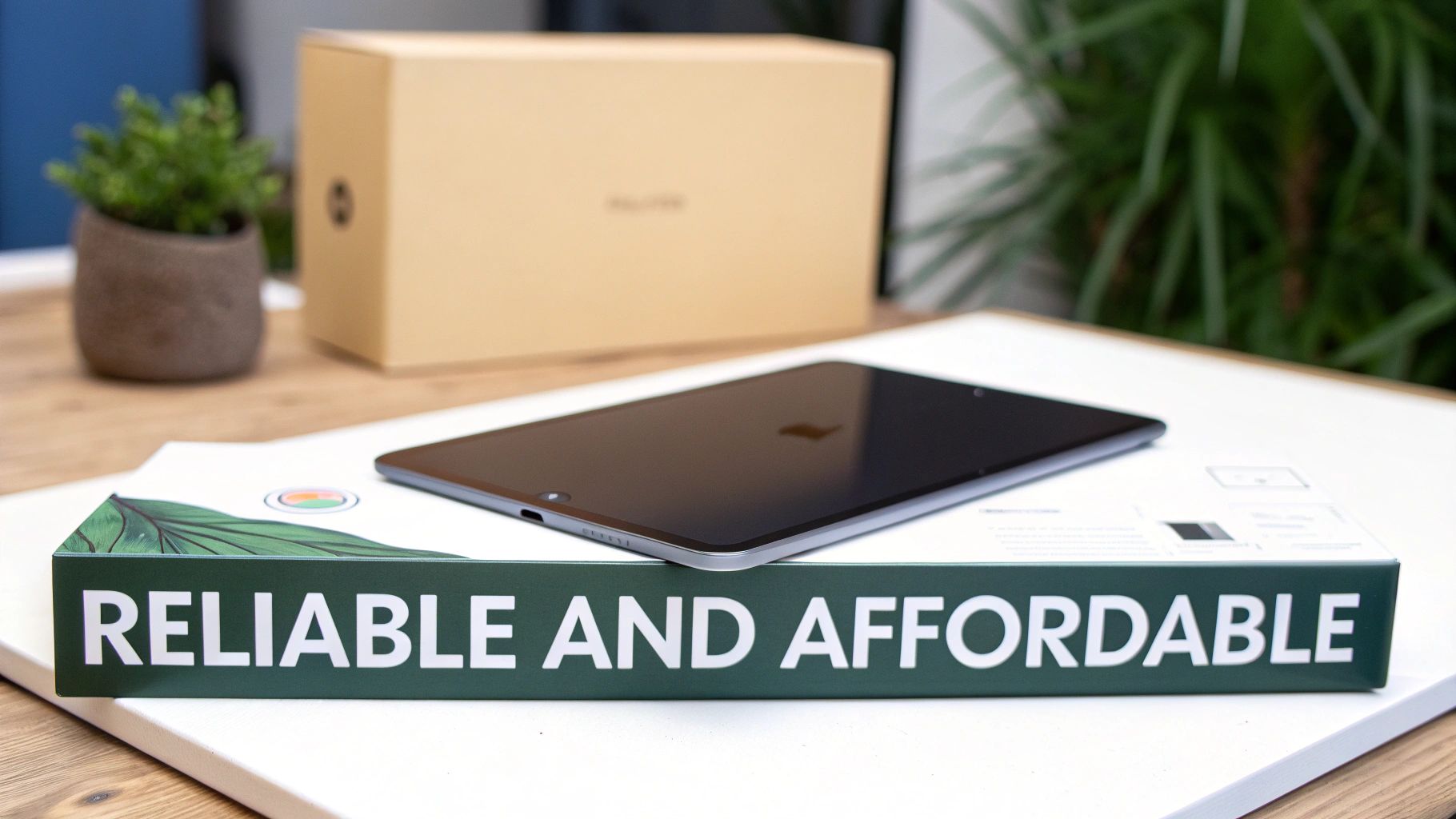 A person happily using their refurbished iPad at a cafe.