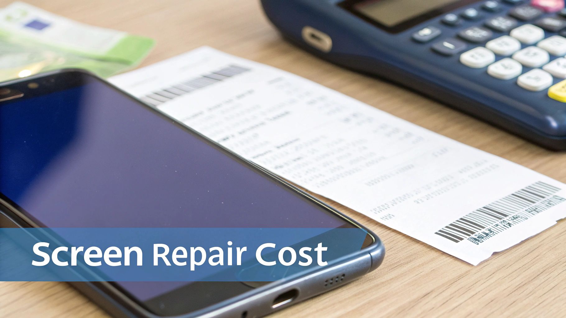 A close-up of a damaged Samsung phone screen with visible cracks, held in a person's hand.
