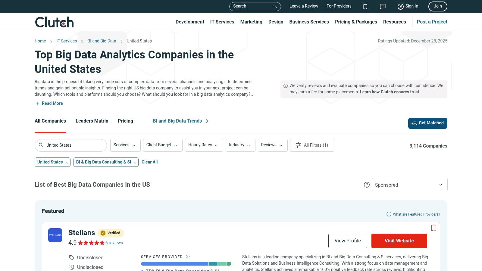 Clutch – BI & Big Data Consulting & SI directory