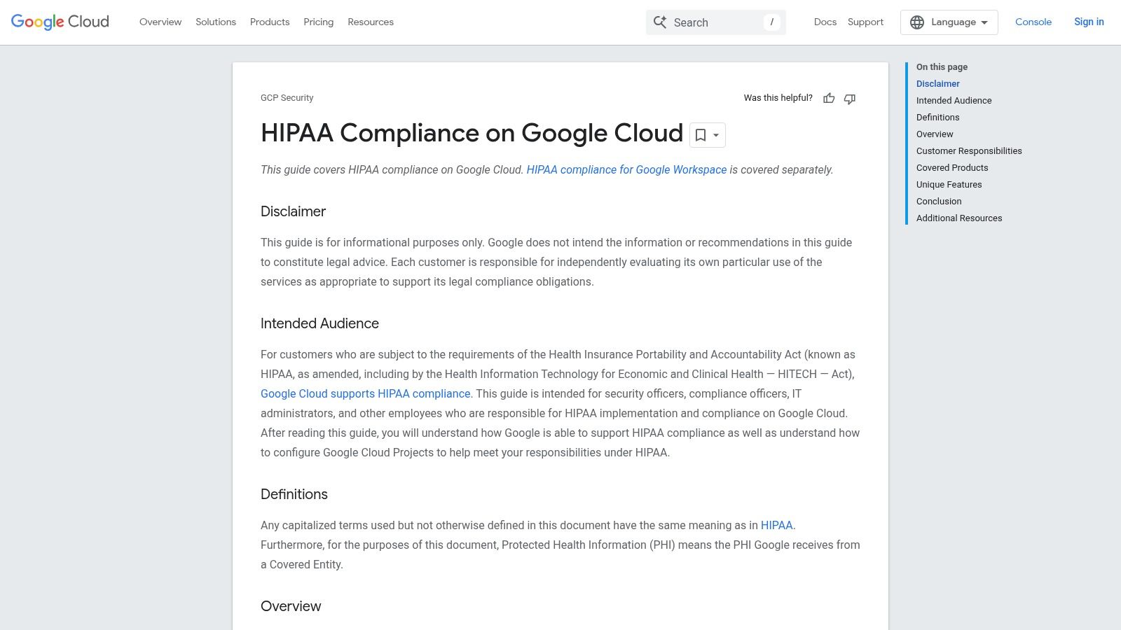 Google Cloud Platform (GCP) — HIPAA on Google Cloud