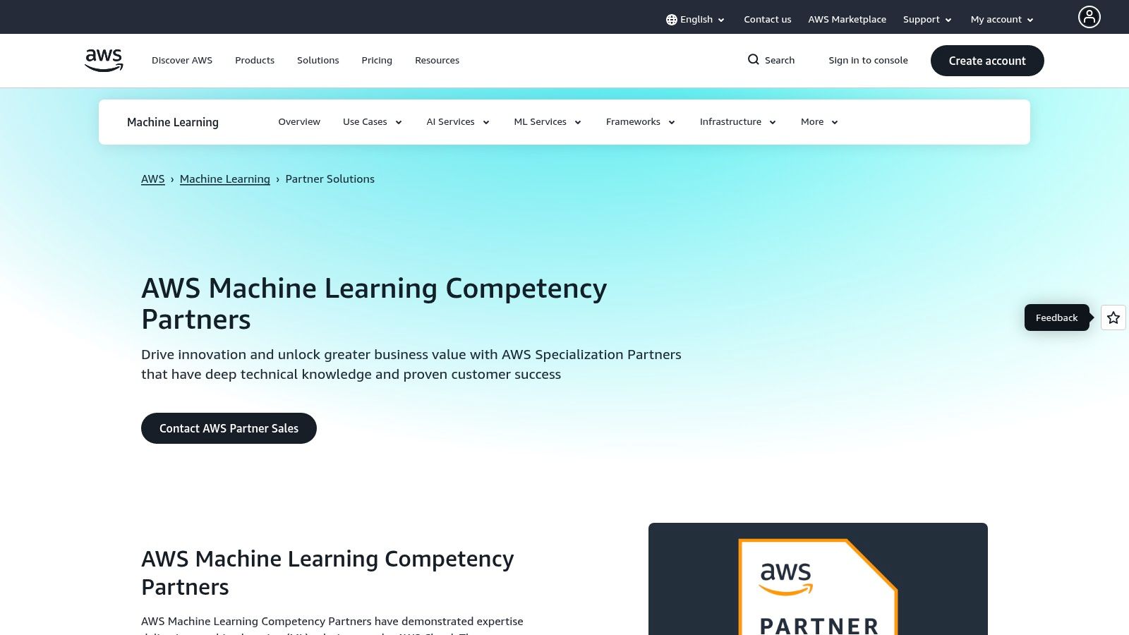 AWS – Machine Learning Competency Partners