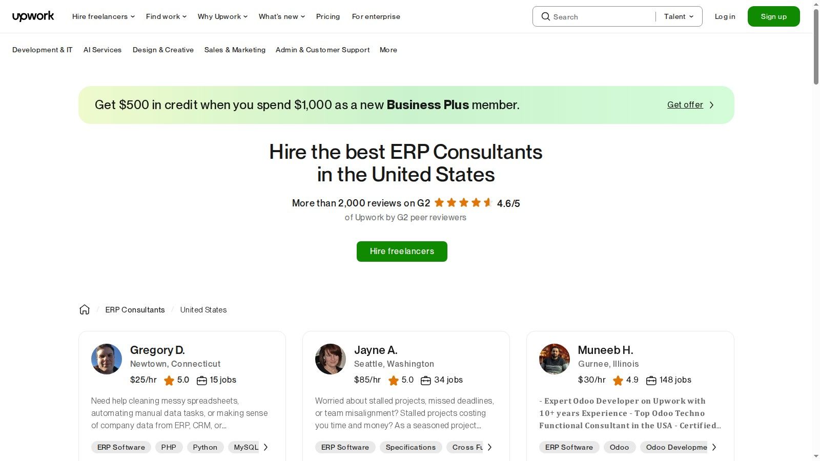 Upwork – Freelance and boutique ERP consultants