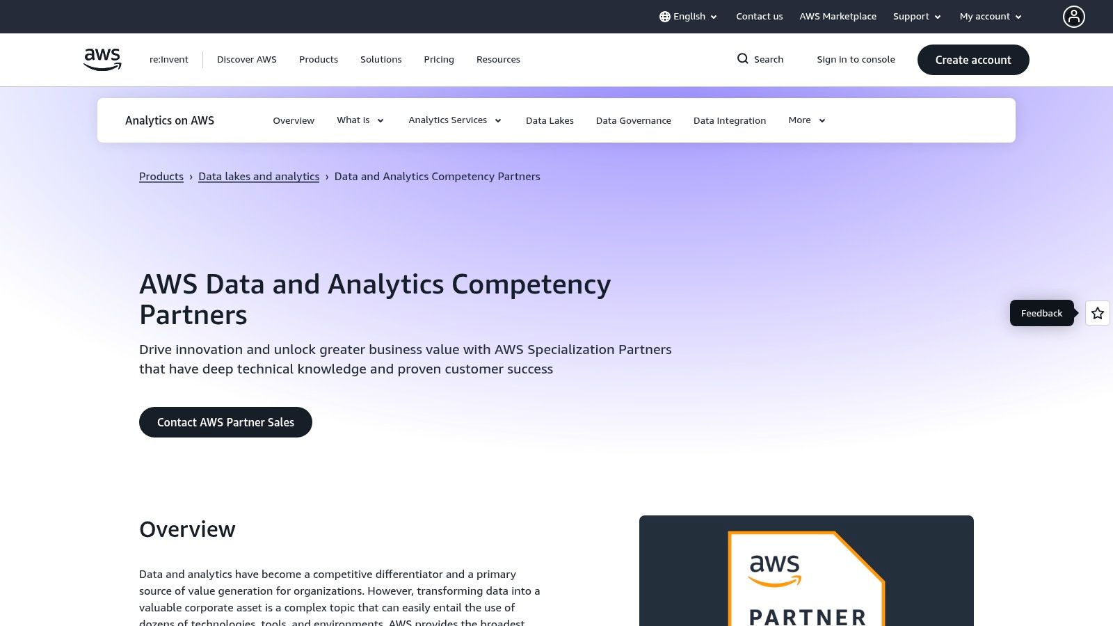 AWS Partner Solutions Finder – Data & Analytics Competency