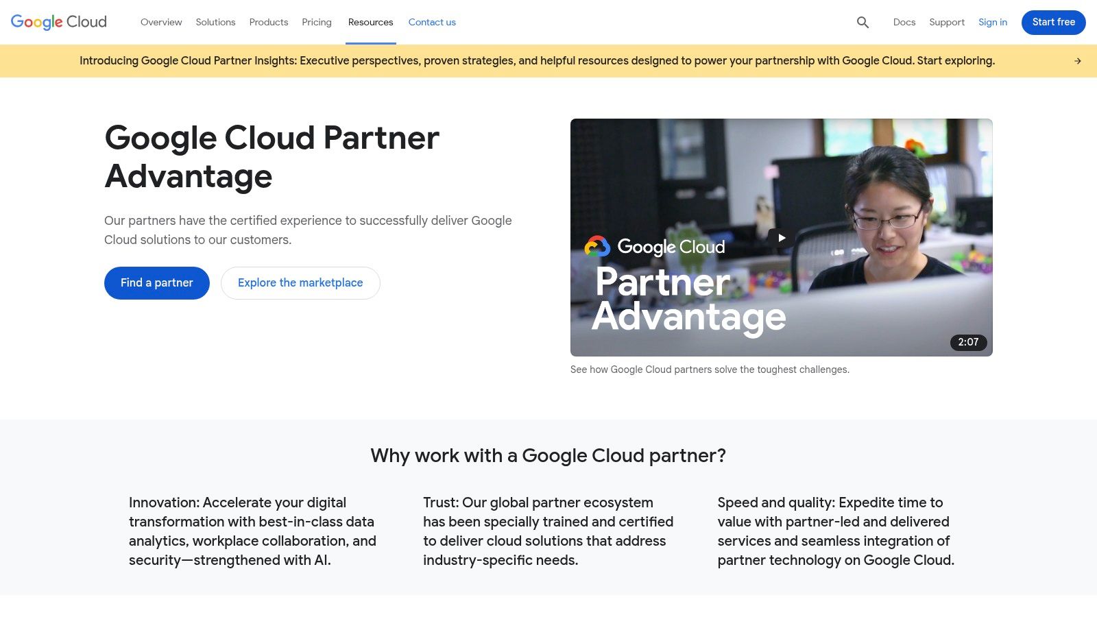 A screenshot of the Google Cloud Partner Advantage directory, highlighting filters for specializations like Data Analytics.