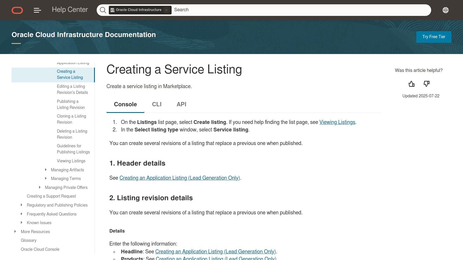 Oracle Cloud Marketplace – Consulting/Service Listings