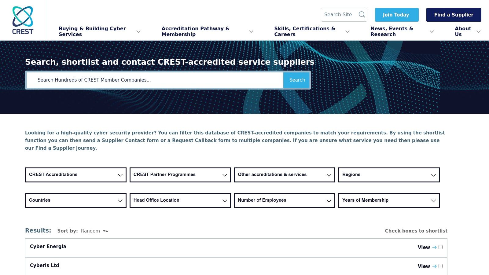 CREST Accredited Member Directory (US filter)