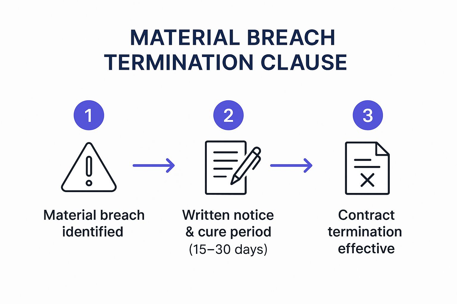 Infographic showing key data about Material Breach Termination Clause