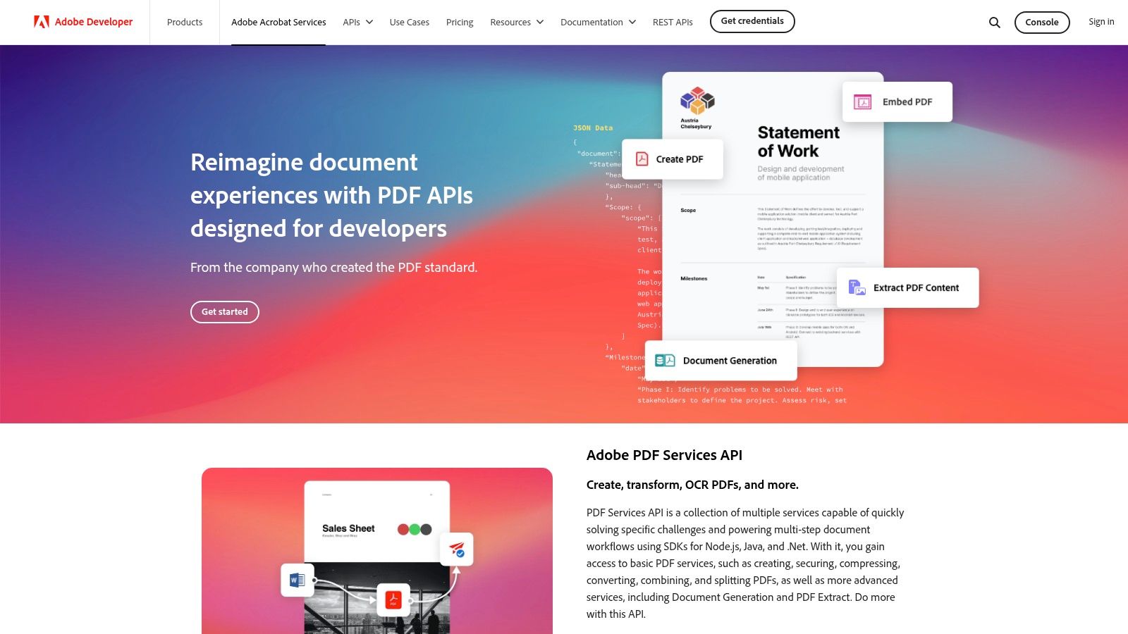 Adobe Acrobat Services – Document Generation API