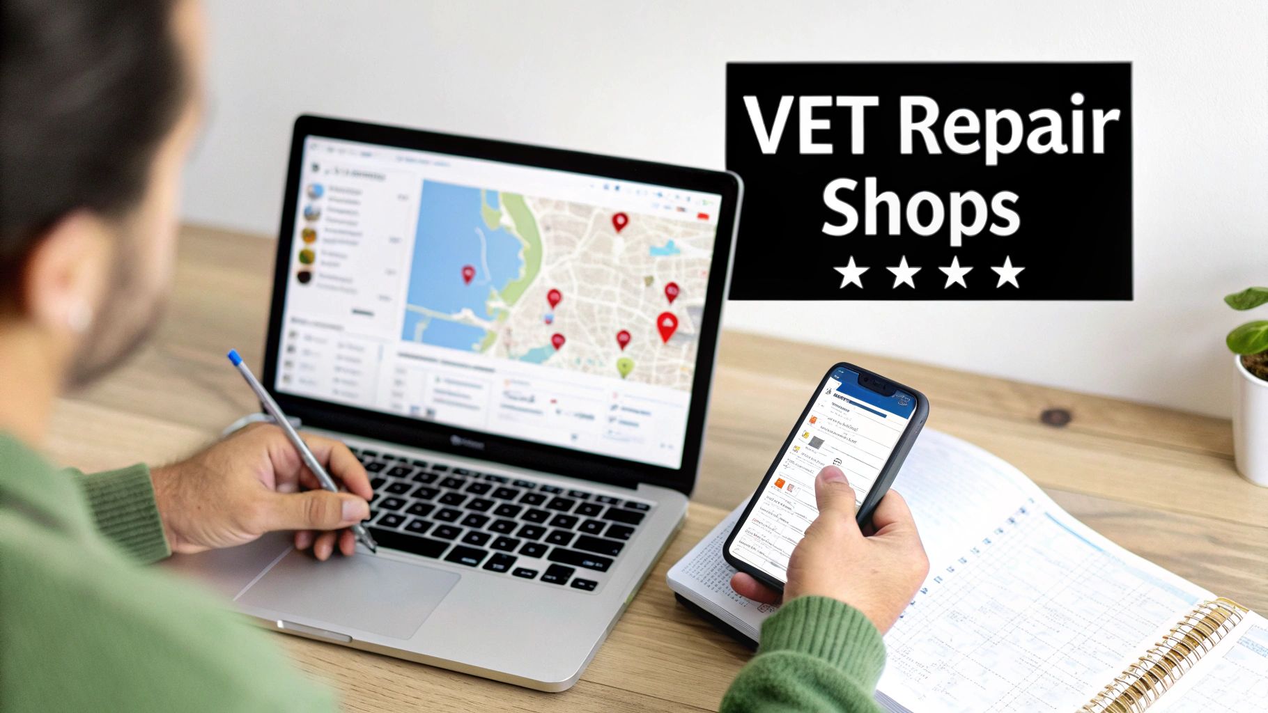 A technician in a well-lit workshop is using a magnifying glass to inspect the motherboard of a gaming console.