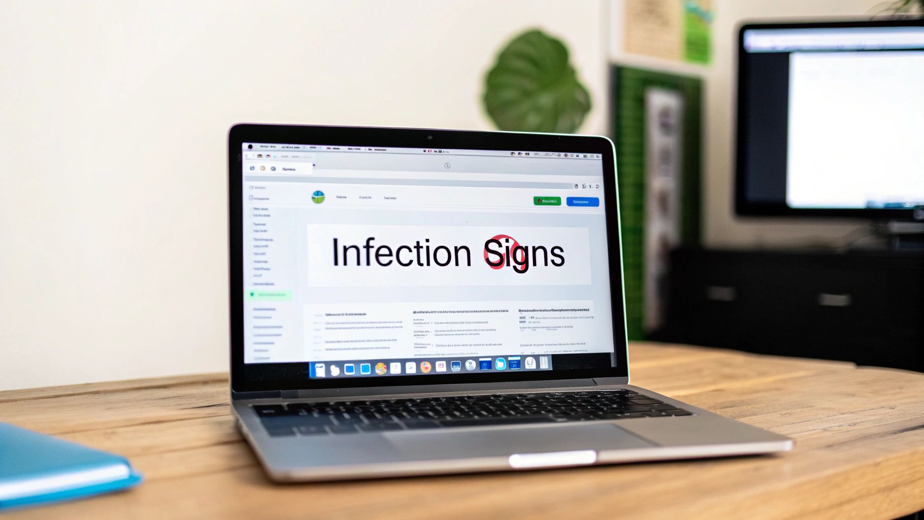 A person looking closely at a computer screen showing lines of code, indicating a virus scan or system check.