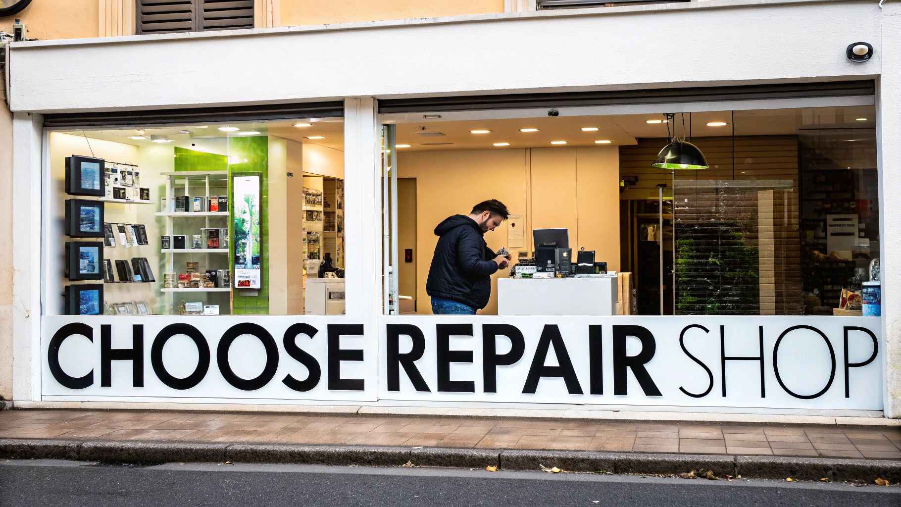 A person carefully examining a gaming console for repair.