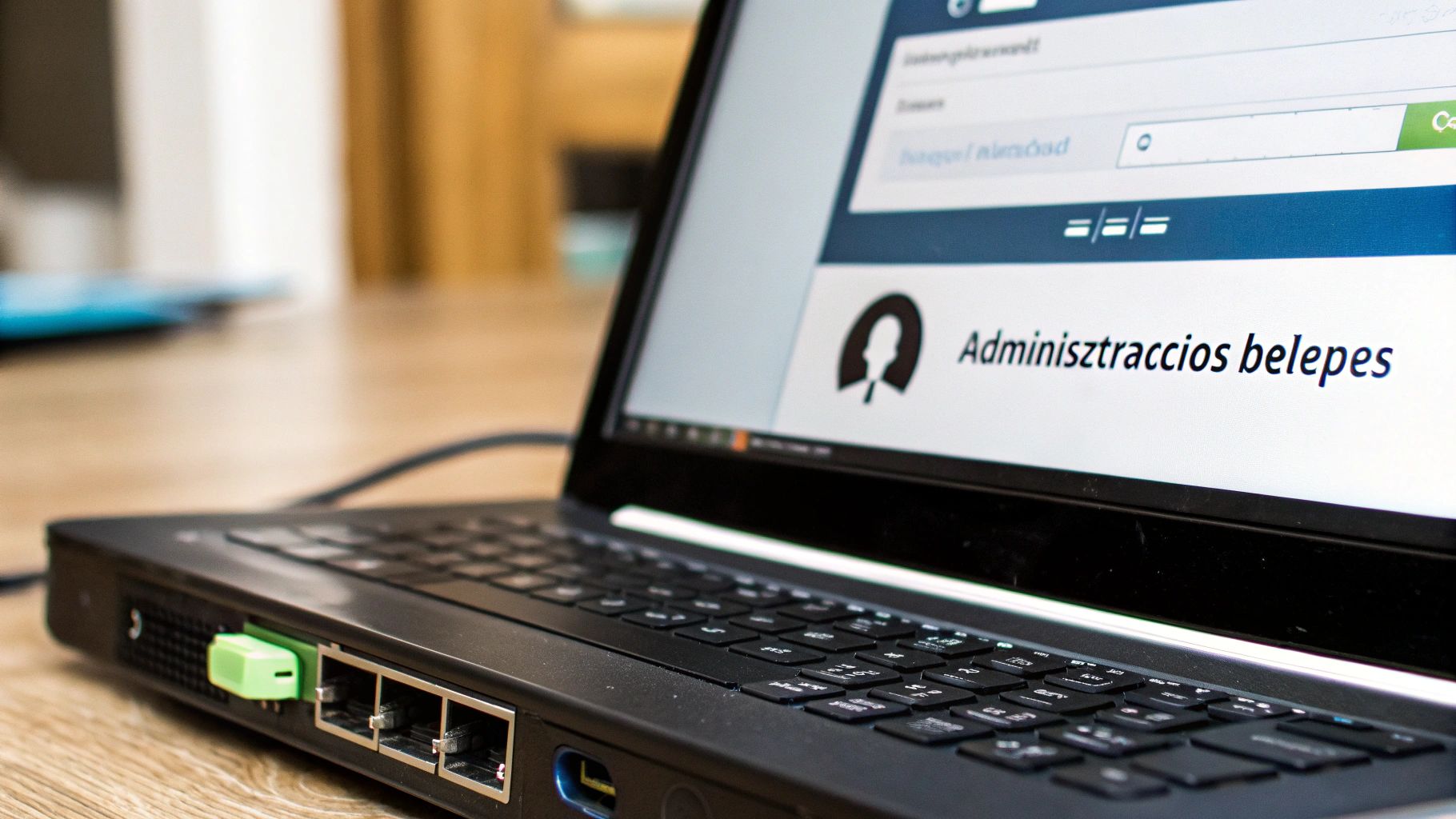 Egy személy böngészőjében megnyitja a router adminisztrációs felületét.