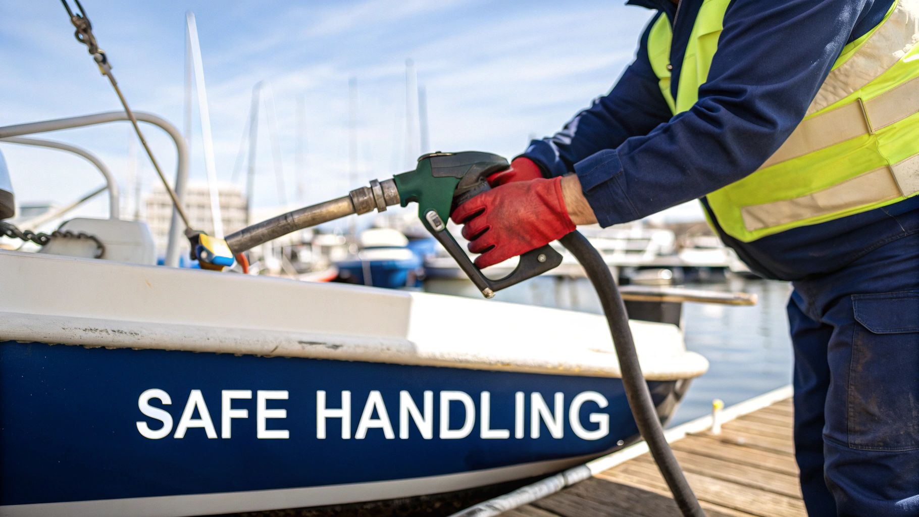Person fueling a boat