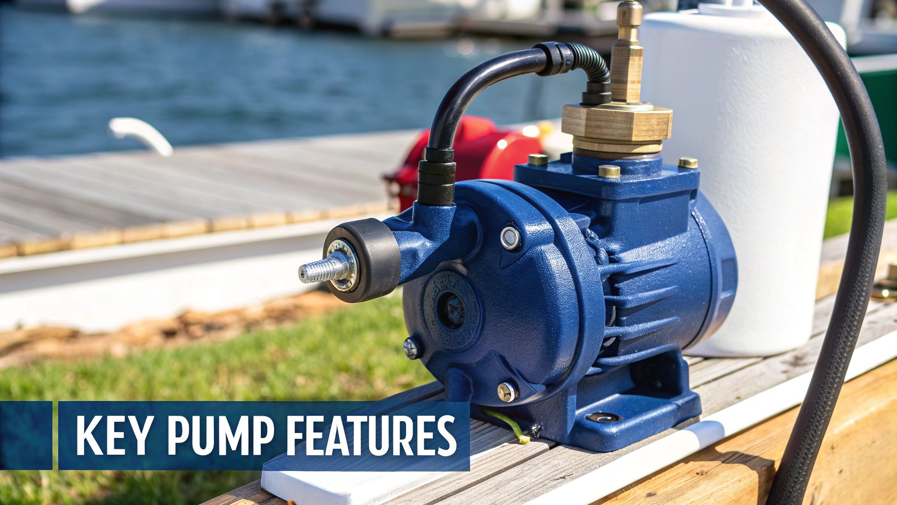 A close-up of a modern marine gas pump installed in a boat's engine bay.