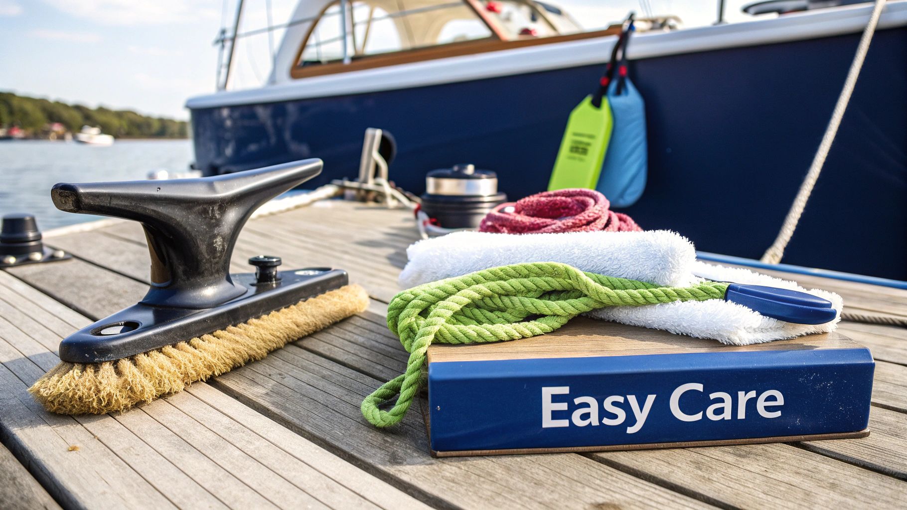 Cleat installation on a boat