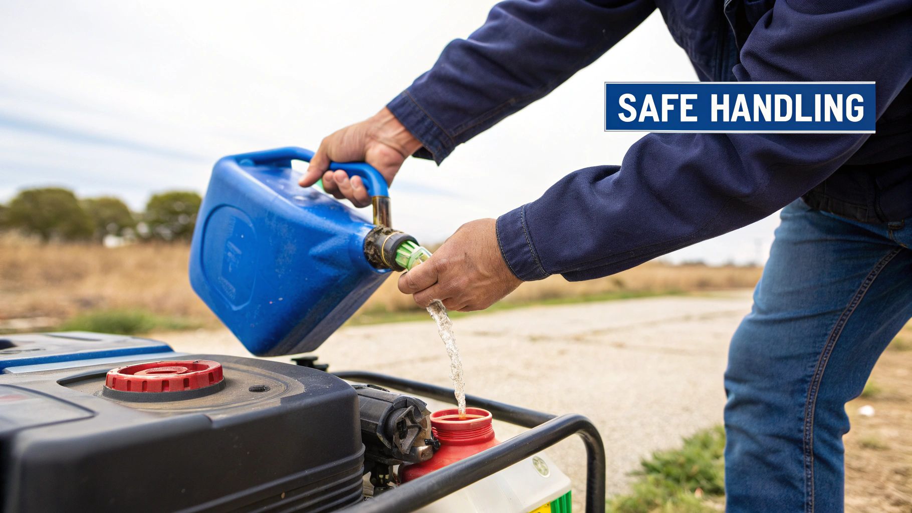 A yellow diesel can being safely transported in a vehicle.