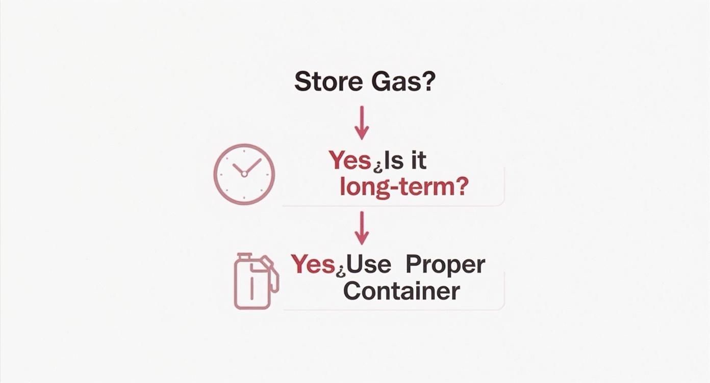 Infographic about long term gasoline storage container