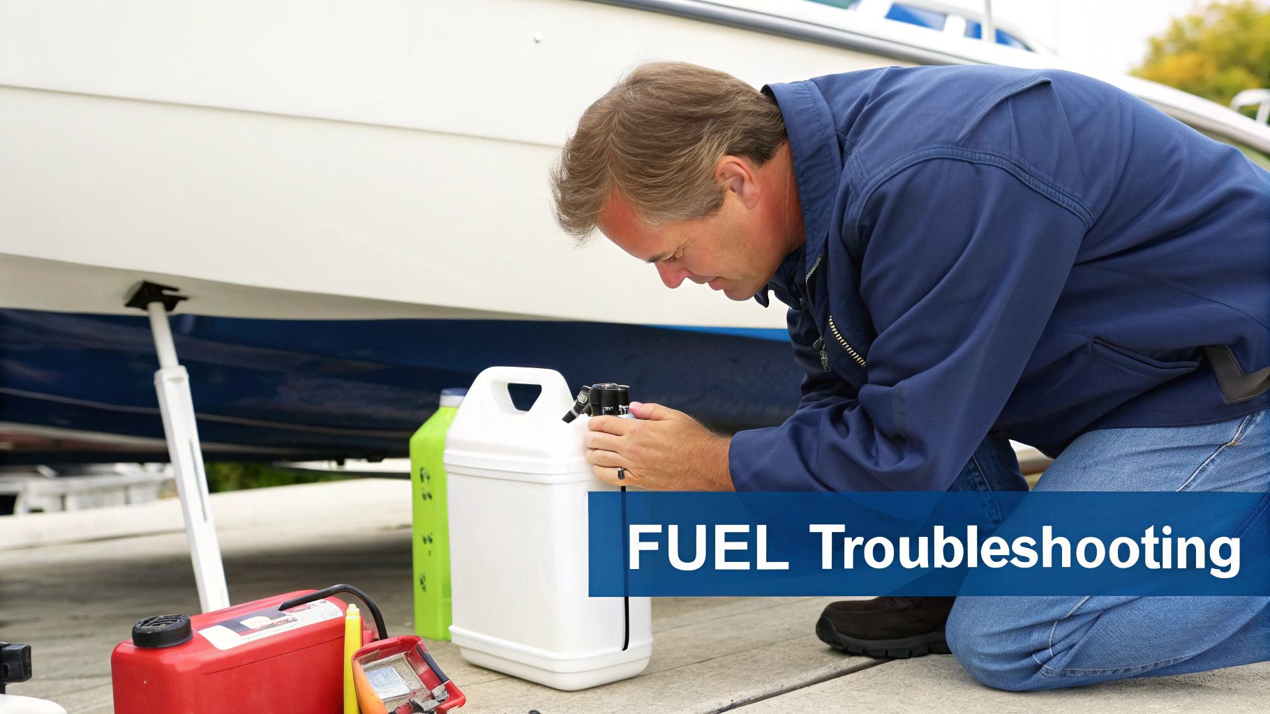 A person inspecting the fuel system on a boat, highlighting the importance of proper installation.