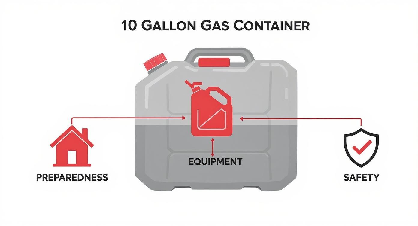 Infographic about 10 gallon gas container