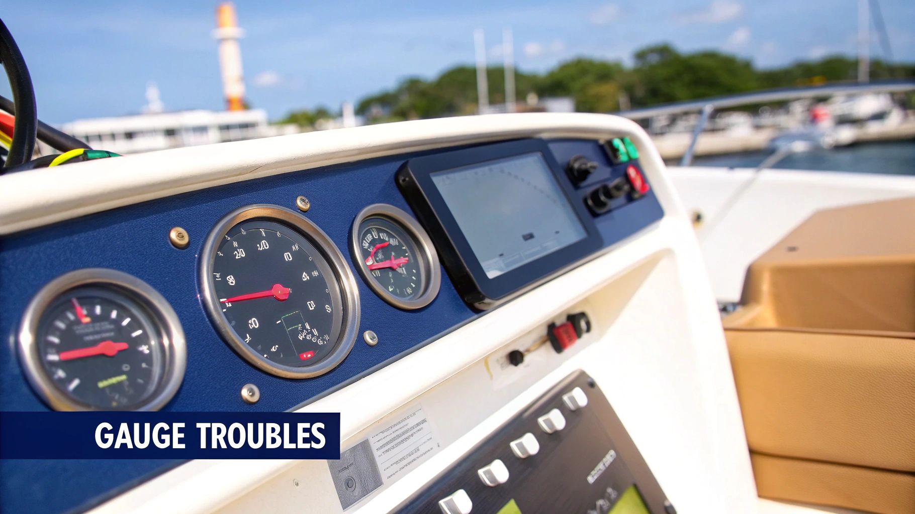 A boat owner examining the wiring of their fuel gauge at the helm