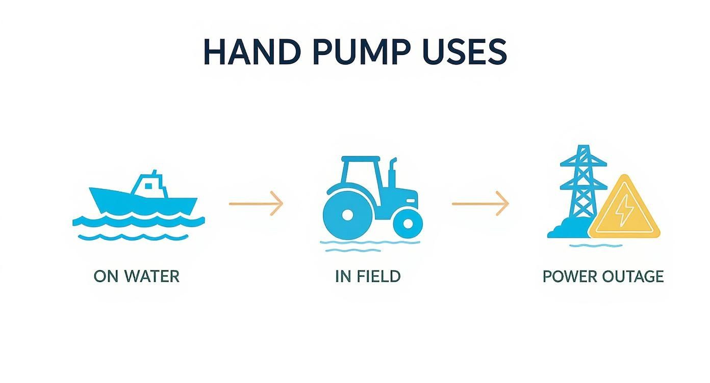 Infographic about fuel tank hand pump