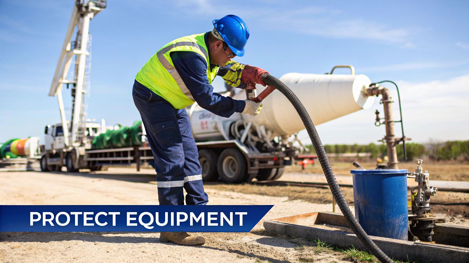 Heavy machinery at a construction site being refueled.