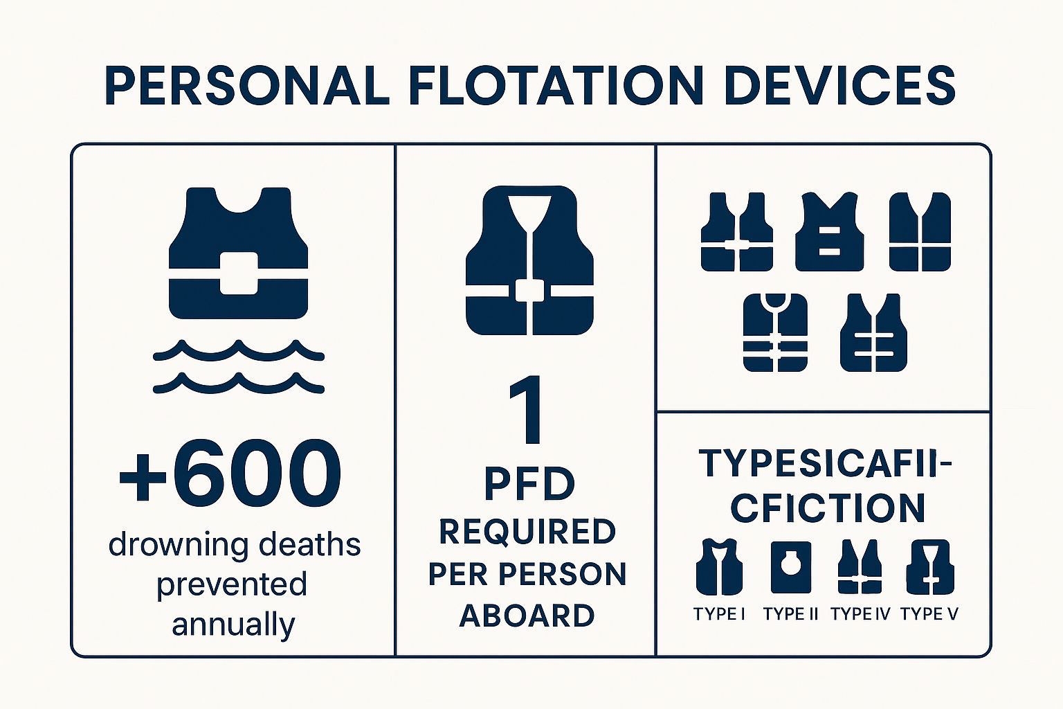 Infographic showing key data about Wearing Personal Flotation Devices (PFDs)