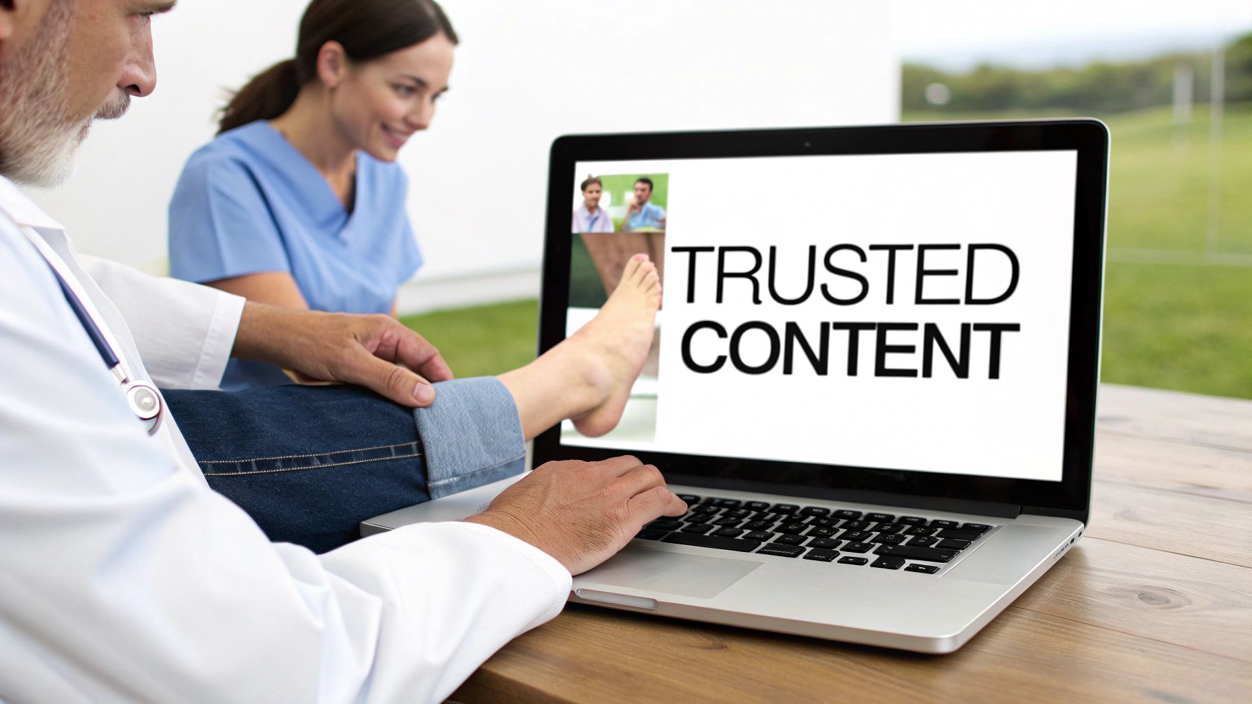 A podiatrist consulting with a patient about their foot health.