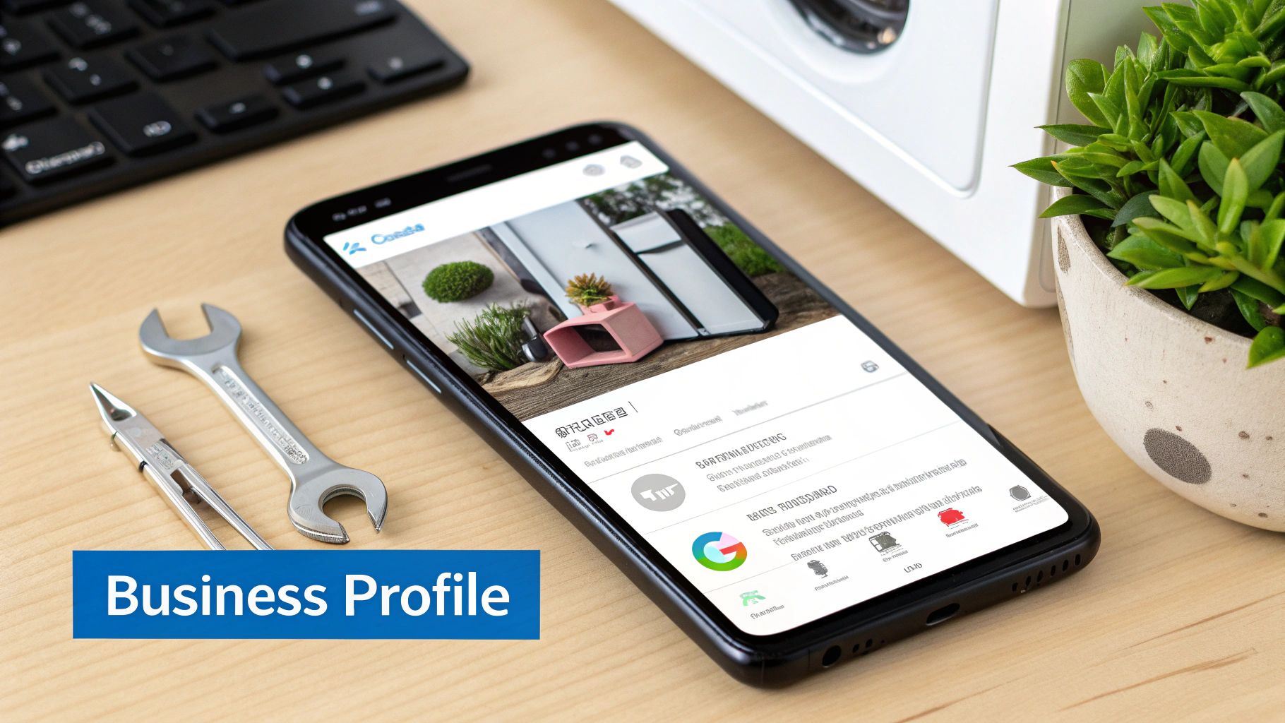 A professional-looking website on a laptop screen, showing an appliance repair service's homepage with a clear 'Book Now' button.