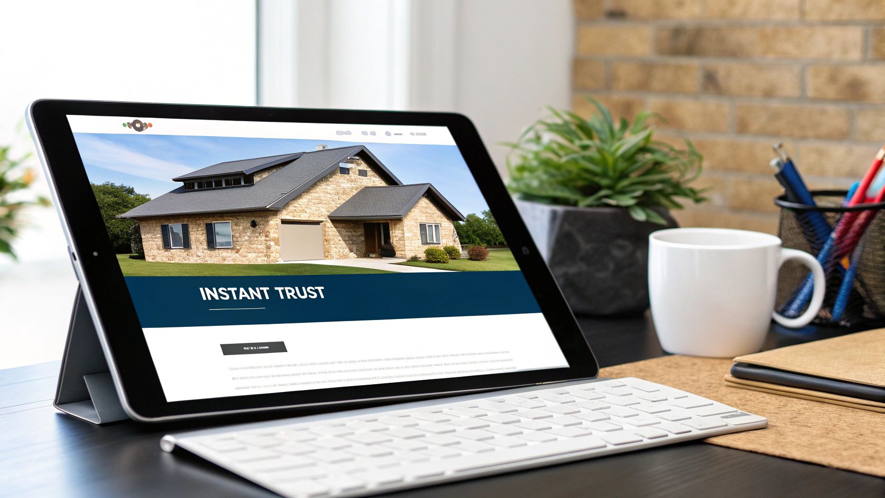 A modern, clean website for a damage restoration company displayed on a laptop screen.